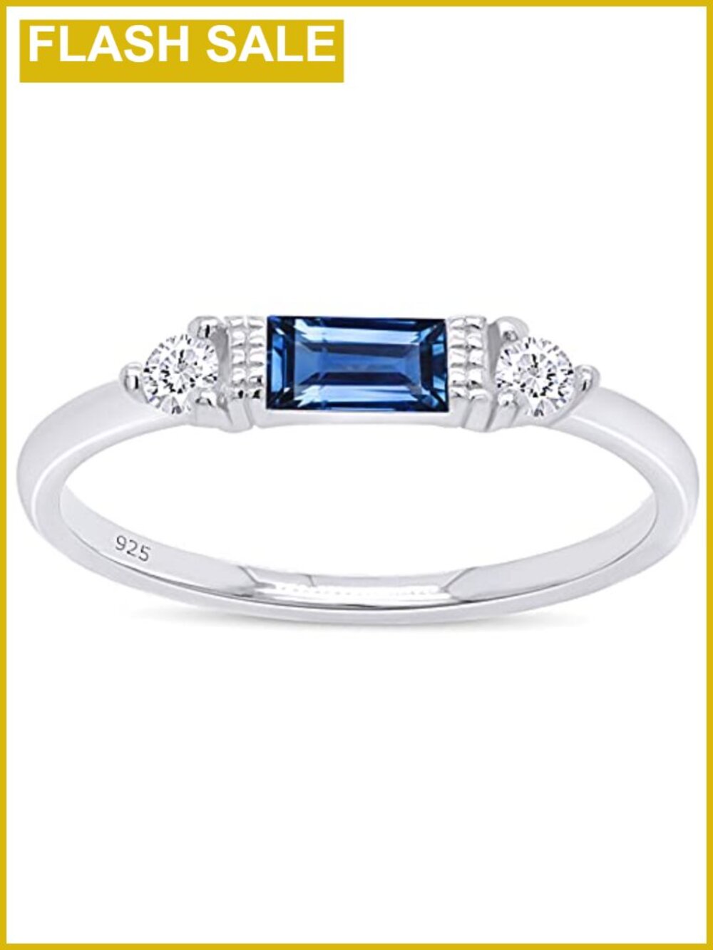 3 Stone Stackable Ring 925 Sterling Silver 14K White Gold Plated Women's Jewelry